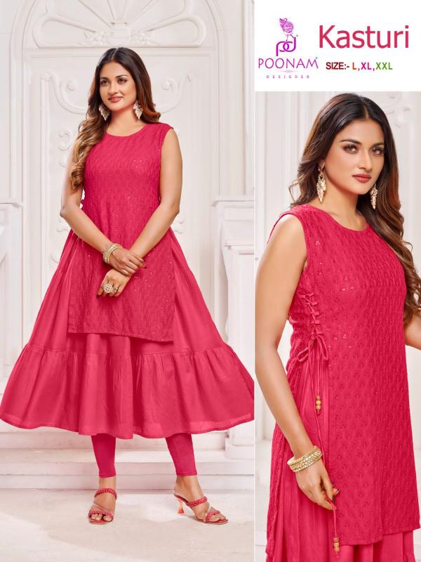 Poonam Kasturi  rayon Fancy Wear Anarkali Kurti Collection